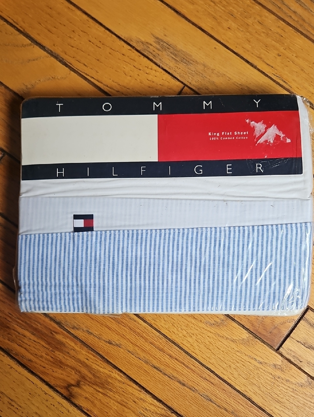 New Sealed Vintage 1997 Tommy Hilfiger King Flat Sheet-Tommy Solids Beach White!